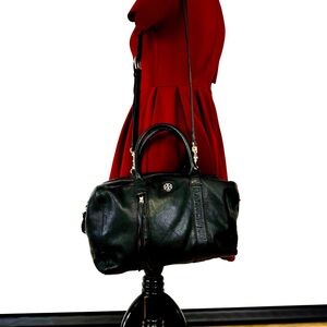 Tory Burch Black Pebbled Leather Satchel Style HSP037 (01/15)